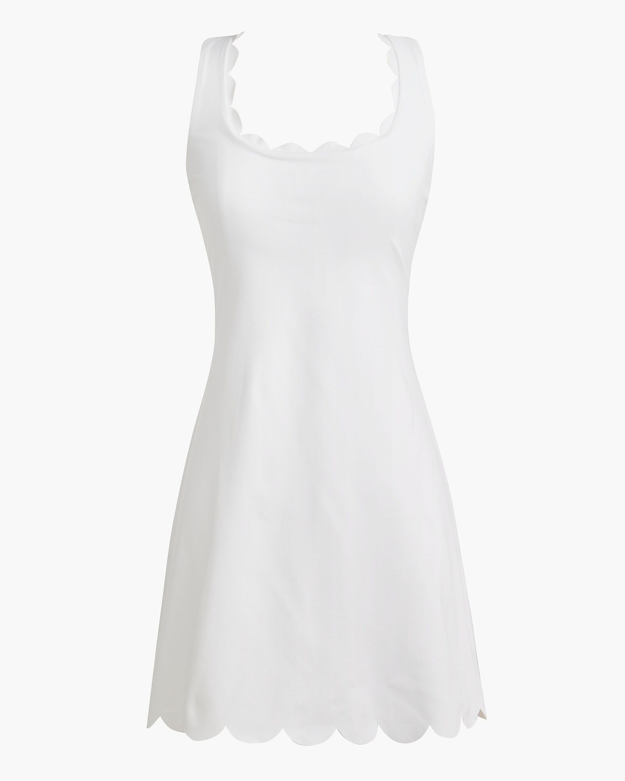 J. Crew White Scallop Trim Active Mini Dress Large Tennis Golf Outdoors Preppy